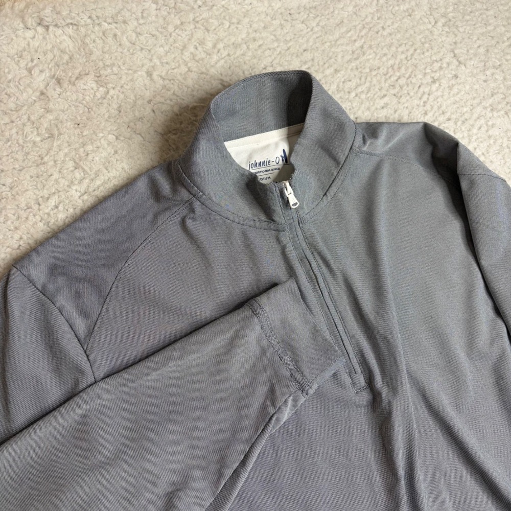 Johnnie-O Performance Mens Medium Grey Quarter Zip Pullover UPF 50 Golf Shirt